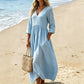 Γυναικείο Φόρεμα Maxi με V-Neck και Μανίκια 3/4