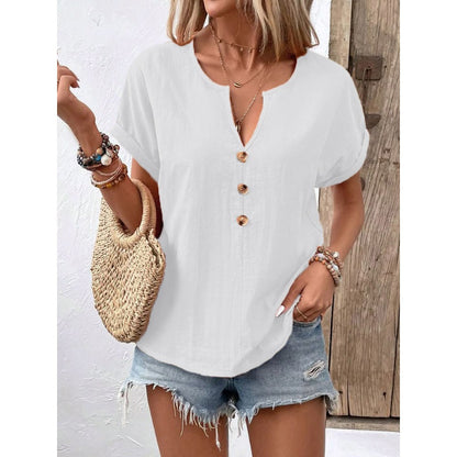 👚Γυναικείο V-λαιμό Κοντό Μανίκι Casual Τοπ