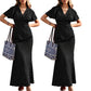 Γυναικείο Φόρεμα Maxi με V-Neck και Πουά