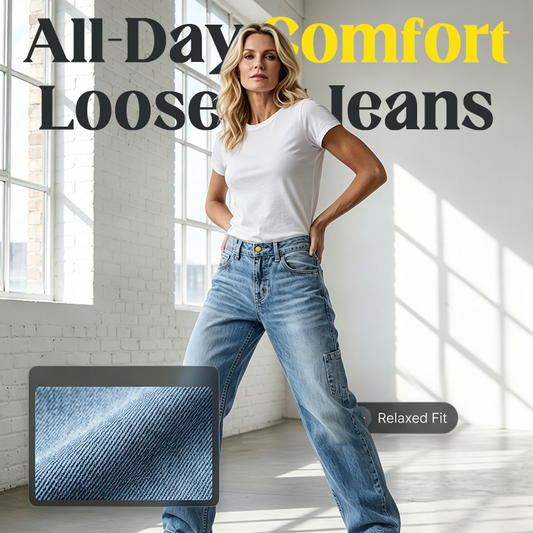 👖✨ Τζιν υψηλής ποιότητας με φαρδιά εφαρμογή και ίσια γραμμή – Υψηλής ποιότητας τζιν, άνετη εφαρμογή και απλό στυλ