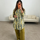 Γυναικείο Σετ 2 Τεμαχίων με Tie Dye, V Λαιμόκοψη και Μανίκια που Ανασηκώνονται, με Παντελόνι