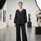 Γυναικείο Σετ με Τοπ V-Neck Μακρυμάνικο & Παντελόνι