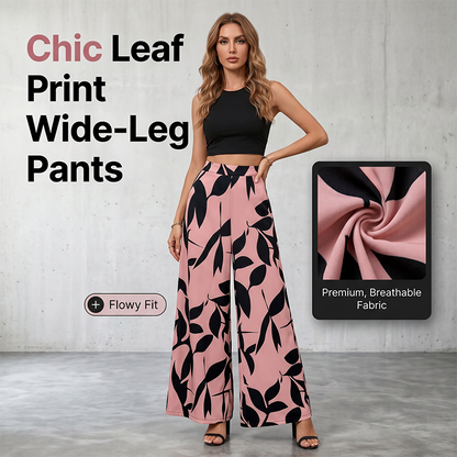 🌸👖 Γυναικεία Παντελόνια με Εκτύπωση, Ψηλόμεσα και Φαρδιά Μπατζάκια