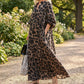 Leopardí potisk oversized maxi šatová košile