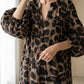 Leopardí potisk oversized maxi šatová košile