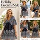 Γυναικείο φόρεμα με floral print, V-λαιμό και κοντά μανίκια