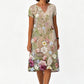 Γυναικείο Φόρεμα με Φλοράλ Μοτίβο, V-Neck, Κοντό Μανίκι