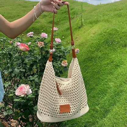 🌴Ψάθινη Τσάντα Tote Hot Arrival 49% Έκπτωση👜Απαραίτητο Καλοκαιρινό Αξεσουάρ🛍️ Μπεζ πλεκτή τσάντα, ευρύχωρη |