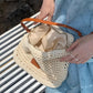 🌴Ψάθινη Τσάντα Tote Hot Arrival 49% Έκπτωση👜Απαραίτητο Καλοκαιρινό Αξεσουάρ🛍️ Μπεζ πλεκτή τσάντα, ευρύχωρη |