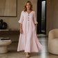 🌸Φόρεμα Maxi με V-Neck και Ρούχες στα Μανίκια για Γυναίκες – Αβίαστο Καθημερινό Στυλ✨