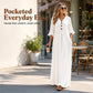 🌸Φόρεμα Maxi με V-Neck και Ρούχες στα Μανίκια για Γυναίκες – Αβίαστο Καθημερινό Στυλ✨