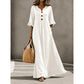 🌸Φόρεμα Maxi με V-Neck και Ρούχες στα Μανίκια για Γυναίκες – Αβίαστο Καθημερινό Στυλ✨
