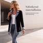 🧥Elegant ribbstickad kappa för dam med jeansdetaljer
