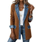 🧥Elegant ribbstickad kappa för dam med jeansdetaljer