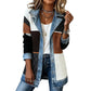 🧥Elegant ribbstickad kappa för dam med jeansdetaljer