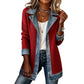 🧥Elegant ribbstickad kappa för dam med jeansdetaljer
