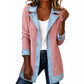 🧥Elegant ribbstickad kappa för dam med jeansdetaljer