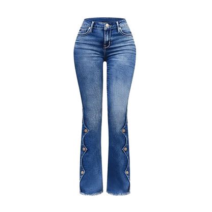 Nya ankomster📦  Klassiska högmidjade jeans med designertouch – stretchig kvalitet för rörelsefrihet