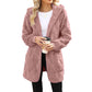🔥49 % RABATT IDAG! 🌸Damernas Fluffiga Kofta med Huva – Mjuk Stickad Cardigan för Höst & Vinter