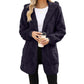 🔥49 % RABATT IDAG! 🌸Damernas Fluffiga Kofta med Huva – Mjuk Stickad Cardigan för Höst & Vinter