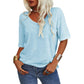 Enfärgad V-ringad T-shirt för dam