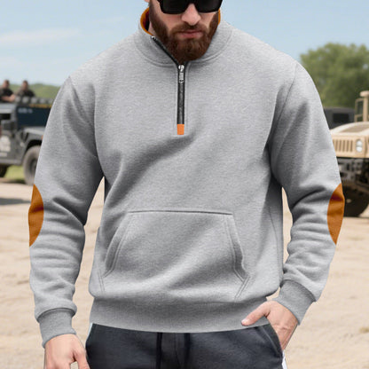 Mäns sweatshirt med ståkrage och halv dragkedja