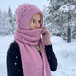 🏆SISTA DAGEN REA 50 % RABATT🔥 Integrerad plyschstickad halsduk med huva för kvinnor