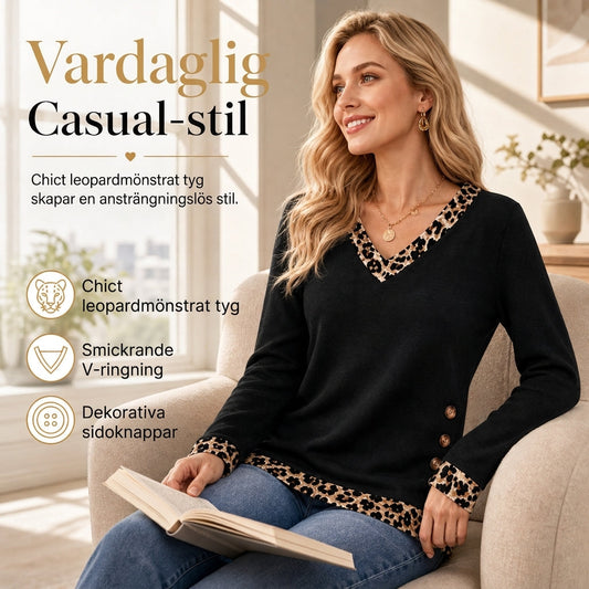 Damers V-ringad långärmad stickad tröja
