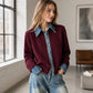 Damstickad tröja i falsk 2-delad design med denimgrage