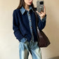 Damstickad tröja i falsk 2-delad design med denimgrage