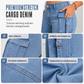 📢🎉50 % rabatt!!!🛍️✨Mycket elastiska, figursydda cargo-jeans med veckade ben för damer och fickor med flikar