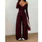 Elegant djup V-ringad jumpsuit med halterneck för kvinnor
