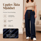 Dammiga jeans för kvinnor med dragsko och vida ben