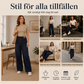 Dammiga jeans för kvinnor med dragsko och vida ben