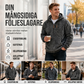 Herrfodrad sherpajacka med halv dragkedja och huva, texturerad design