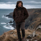 Herrfodrad sherpajacka med halv dragkedja och huva, texturerad design