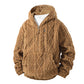 Herrfodrad sherpajacka med halv dragkedja och huva, texturerad design