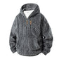 Herrfodrad sherpajacka med halv dragkedja och huva, texturerad design