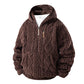 Herrfodrad sherpajacka med halv dragkedja och huva, texturerad design