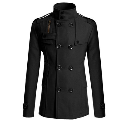 Smalpassad dubbelknäppt trenchcoat för män
