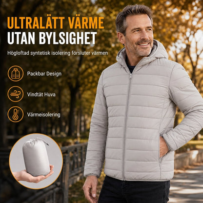 📢🎉50 % rabatt!!!🛍️✨Lätt, quiltad bomullsjacka för män med huva, kort modell, avslappnad stil, för vintern, i stora storlekar