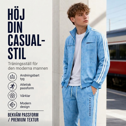 ✈️Fri frakt✨ New Look 💫 Herrset med geometriskt mönster, jacka med genomgående dragkedja och byxor – bekvämt, snyggt och trendigt