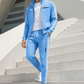 ✈️Fri frakt✨ New Look 💫 Herrset med geometriskt mönster, jacka med genomgående dragkedja och byxor – bekvämt, snyggt och trendigt