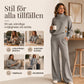 Damset i stickad modell: Turtleneck-tröja + byxdress med breda ben