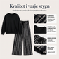 Damsätt i vardagsstil med crewneck-topp och mönstrade byxor