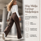 Dam jeans med retro hög midja och breda ben, draperande golvlånga byxor