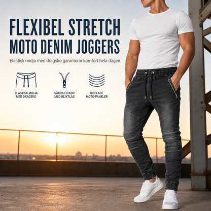 🔥50 % rabatt! 🔥Herrkasuella tvättade denimjoggerbyxor med ärmudd