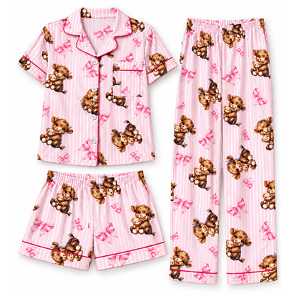 🚚 Fri frakt på just den här produkten!  🐮Pyjamasset Dam med Highland Cow-mönster – Mjukt & Mysigt 3-delat Set