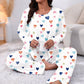 ✨Nyhet! Pyjamas-set för damer med hjärtmönster och långa ärmar