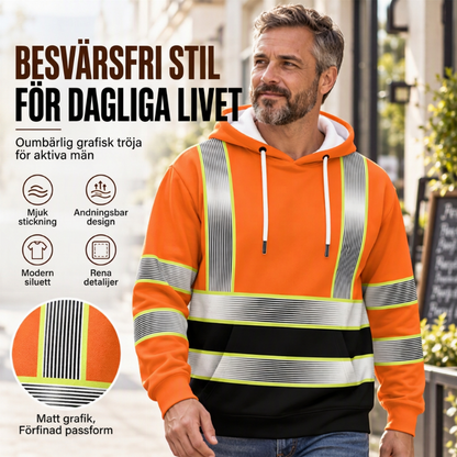 🎁Nyhet!🎁 Tryckt hoodie för herrar med högsynligt motiv